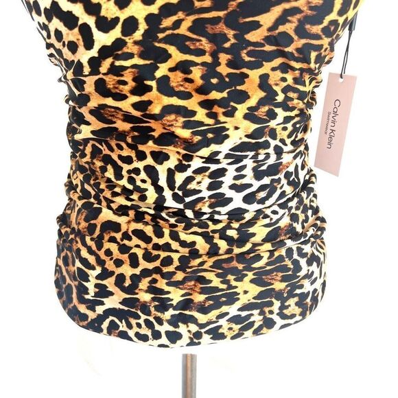 Calvin Klein V-Wire Halter Tankini Top Jaguar Brown Size Medium NWT - Picture 4 of 14